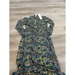 Tanya Taylor Andrea Leopard Dress Women's‎ Large Floral Green Lg